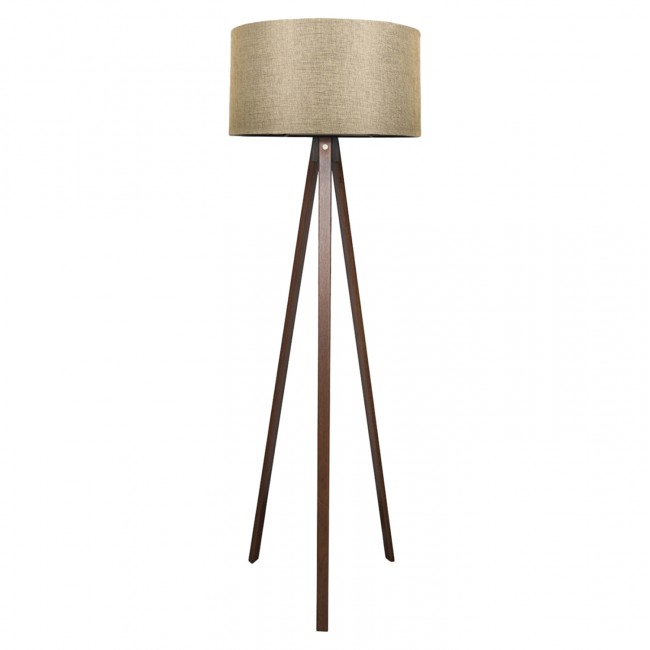 Φωτιστικό δαπέδου "CRUZ" από MDF/ύφασμα σε καρυδί/καφέ χρώμα Ε27 Φ38x140