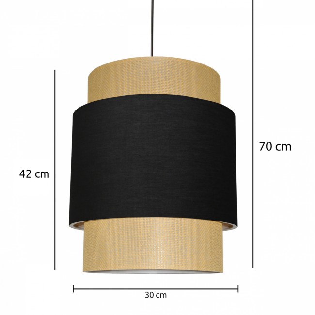 Φωτιστικό μονόφωτο από ύφασμα σε μαύρο/μπεζ χρώμα Ε27 Φ30x70