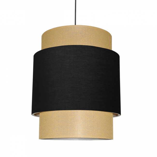 Φωτιστικό μονόφωτο από ύφασμα σε μαύρο/μπεζ χρώμα Ε27 Φ30x70
