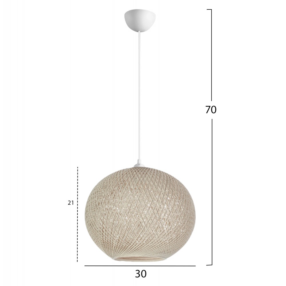 Φωτιστικό μονόφωτο από σχοινί σε μπεζ χρώμα Ε27 Φ30x70