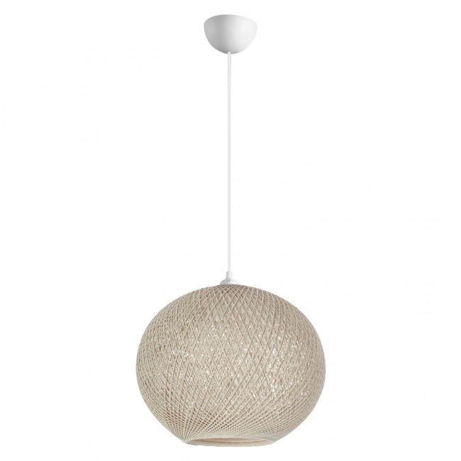 Φωτιστικό μονόφωτο από σχοινί σε μπεζ χρώμα Ε27 Φ30x70