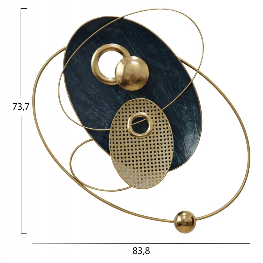 Διακοσμητικό τοίχου από μέταλλο σε μπλε γκρι/χρυσό χρώμα 83.8x10.2x73.7