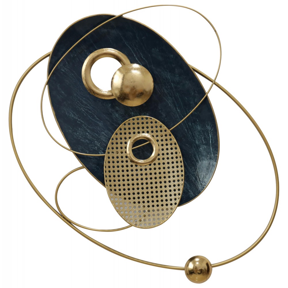 Διακοσμητικό τοίχου από μέταλλο σε μπλε γκρι/χρυσό χρώμα 83.8x10.2x73.7