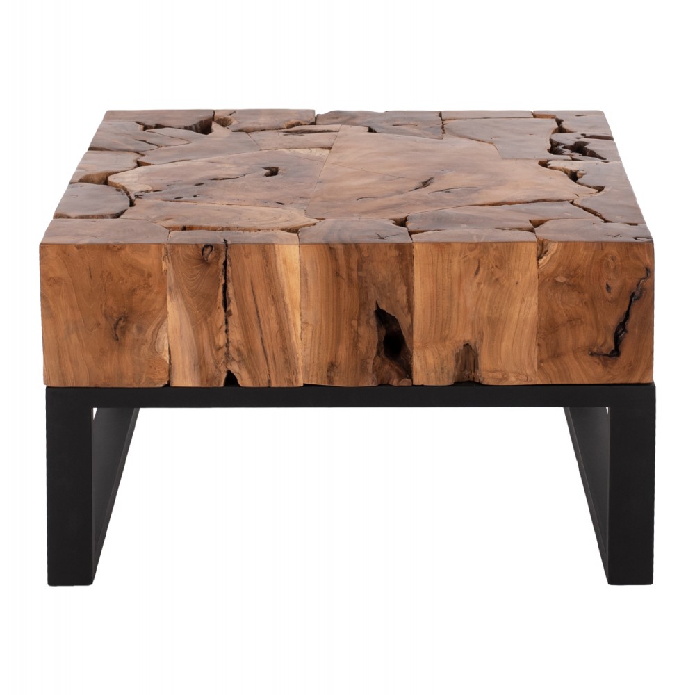 Τραπέζι σαλονιού από μασίφ ξύλο σε φυσικό χρώμα 80x80x48