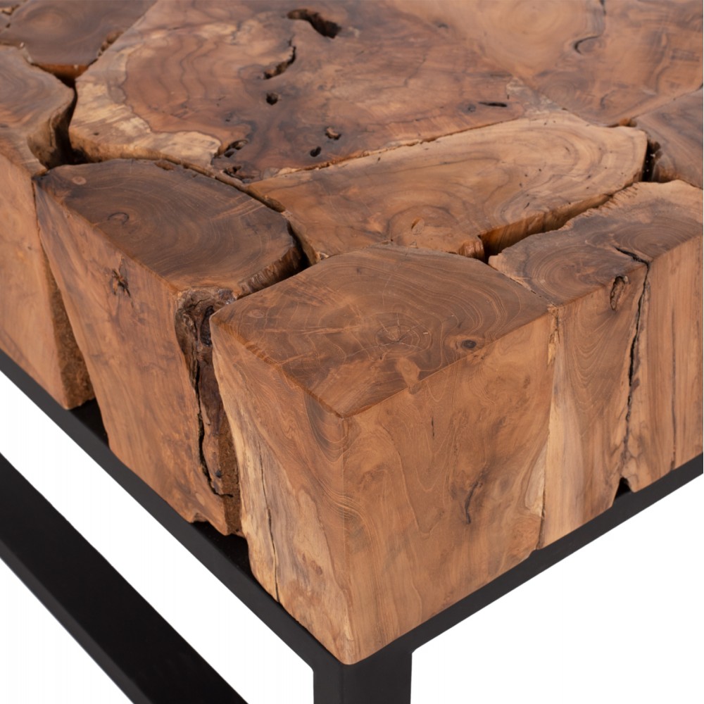 Τραπέζι σαλονιού από μασίφ ξύλο σε φυσικό χρώμα 80x80x48