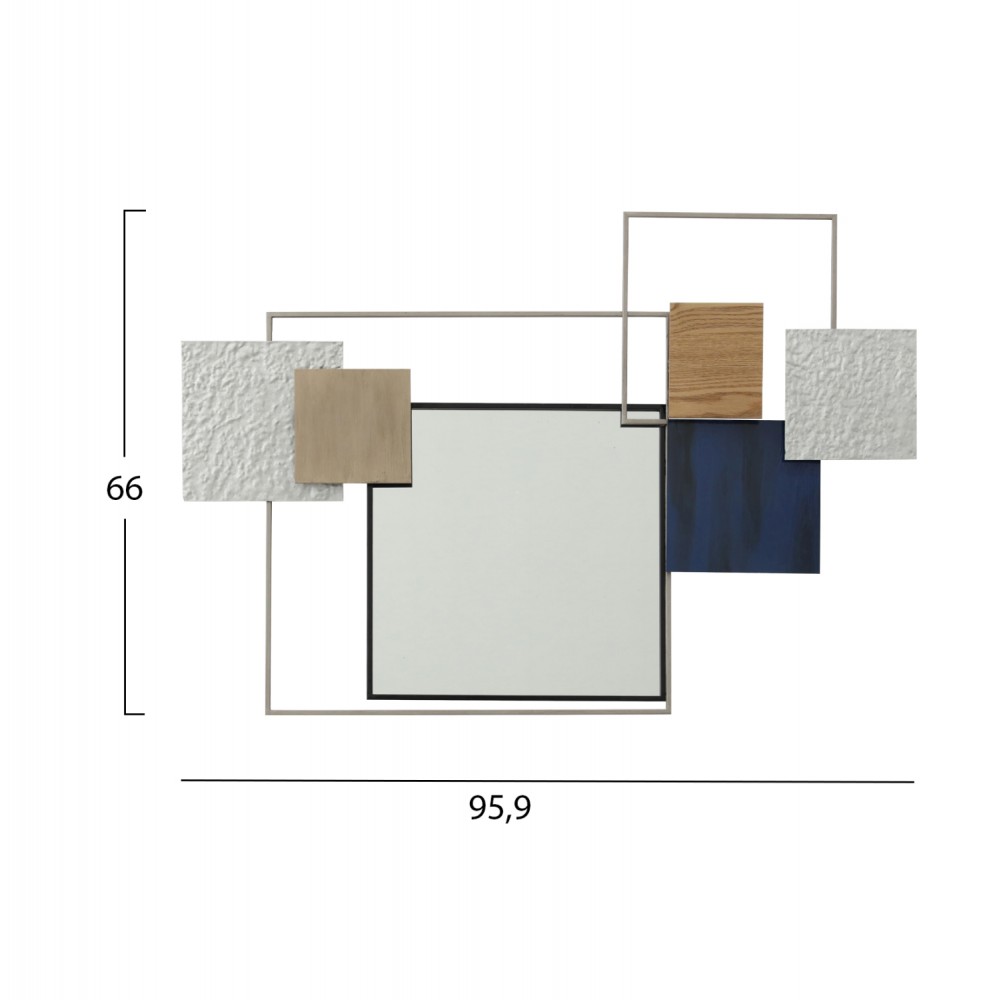 Διακοσμητικό τοίχου με καθρέπτη από μέταλλο πολύχρωμο 95.9x5.7x66