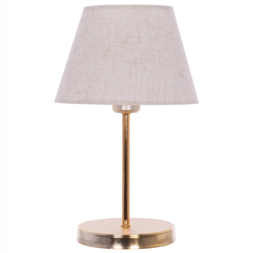 Φωτιστικό επιτραπέζιο από μέταλλο/ύφασμα σε χρυσό/εκρού χρώμα Ε27 Φ22x37