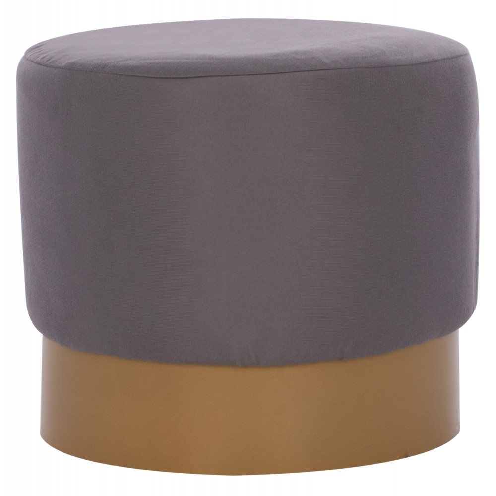 Σκαμπώ "VINDE" από ύφασμα/μέταλλο σε γκρι/χρυσό χρώμα Φ40x35