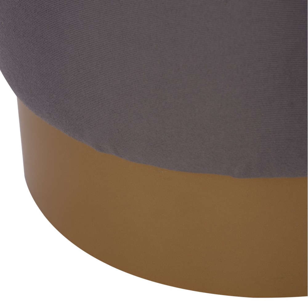 Σκαμπώ "VINDE" από ύφασμα/μέταλλο σε γκρι/χρυσό χρώμα Φ40x35