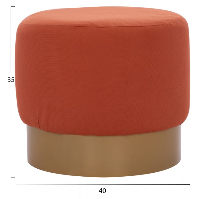 Σκαμπώ "VINDE" από ύφασμα/μέταλλο σε κοραλί/χρυσό χρώμα Φ40x35