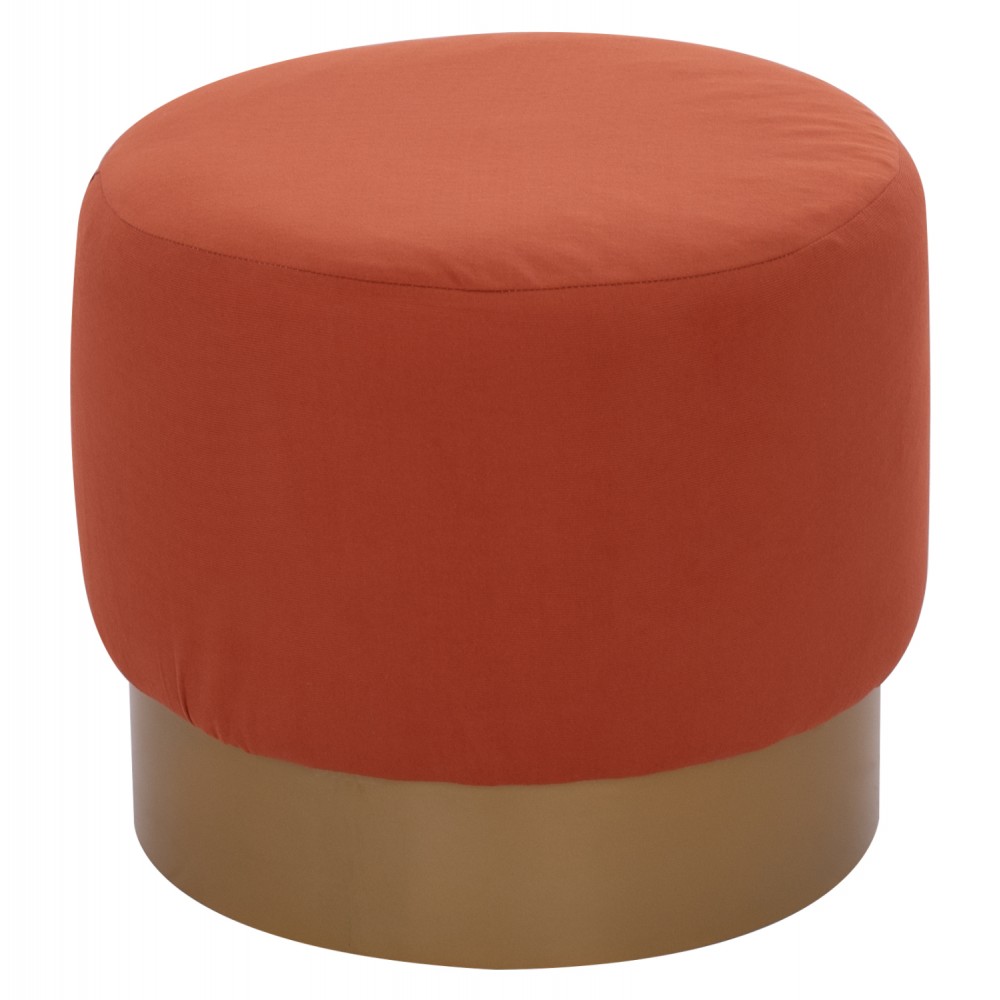 Σκαμπώ "VINDE" από ύφασμα/μέταλλο σε κοραλί/χρυσό χρώμα Φ40x35