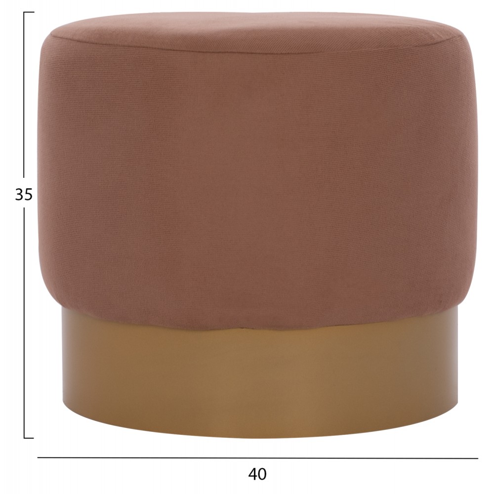 Σκαμπώ "VINDE" από ύφασμα/μέταλλο σε καφέ/χρυσό χρώμα Φ40x35