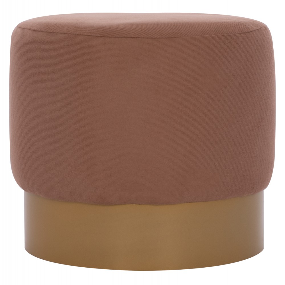 Σκαμπώ "VINDE" από ύφασμα/μέταλλο σε καφέ/χρυσό χρώμα Φ40x35