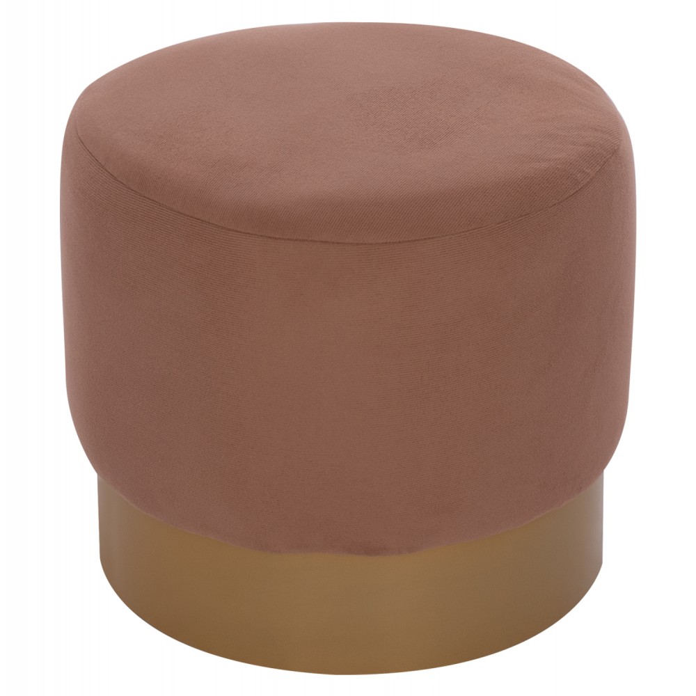 Σκαμπώ "VINDE" από ύφασμα/μέταλλο σε καφέ/χρυσό χρώμα Φ40x35