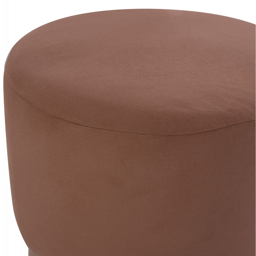 Σκαμπώ "VINDE" από ύφασμα/μέταλλο σε καφέ/χρυσό χρώμα Φ40x35