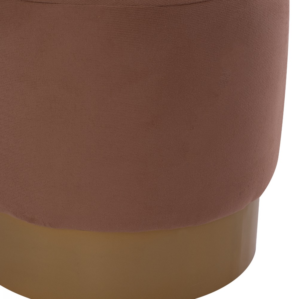 Σκαμπώ "VINDE" από ύφασμα/μέταλλο σε καφέ/χρυσό χρώμα Φ40x35