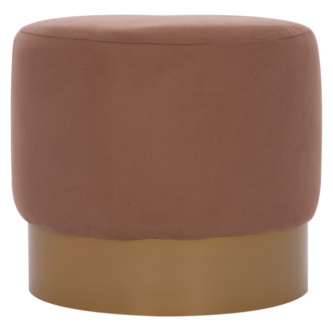 Σκαμπώ "VINDE" από ύφασμα/μέταλλο σε καφέ/χρυσό χρώμα Φ40x35