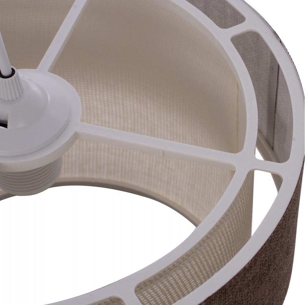 Φωτιστικό μονόφωτο από ύφασμα σε καφέ/εκρού χρώμα Ε27 Φ30x70