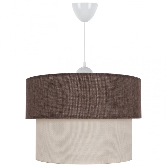 Φωτιστικό μονόφωτο από ύφασμα σε καφέ/εκρού χρώμα Ε27 Φ30x70