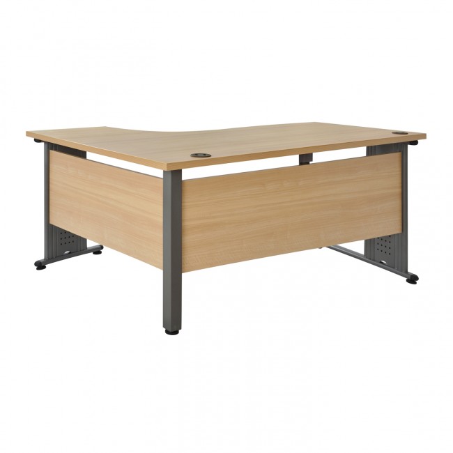 Γραφείο επαγγελματικό "VALDEN" με δεξιά γωνία σε φυσικό/γκρι χρώμα 160x120x75