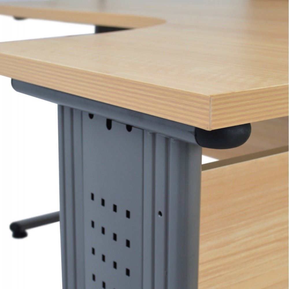 Γραφείο επαγγελματικό "VALDEN" με δεξιά γωνία σε φυσικό/γκρι χρώμα 160x120x75