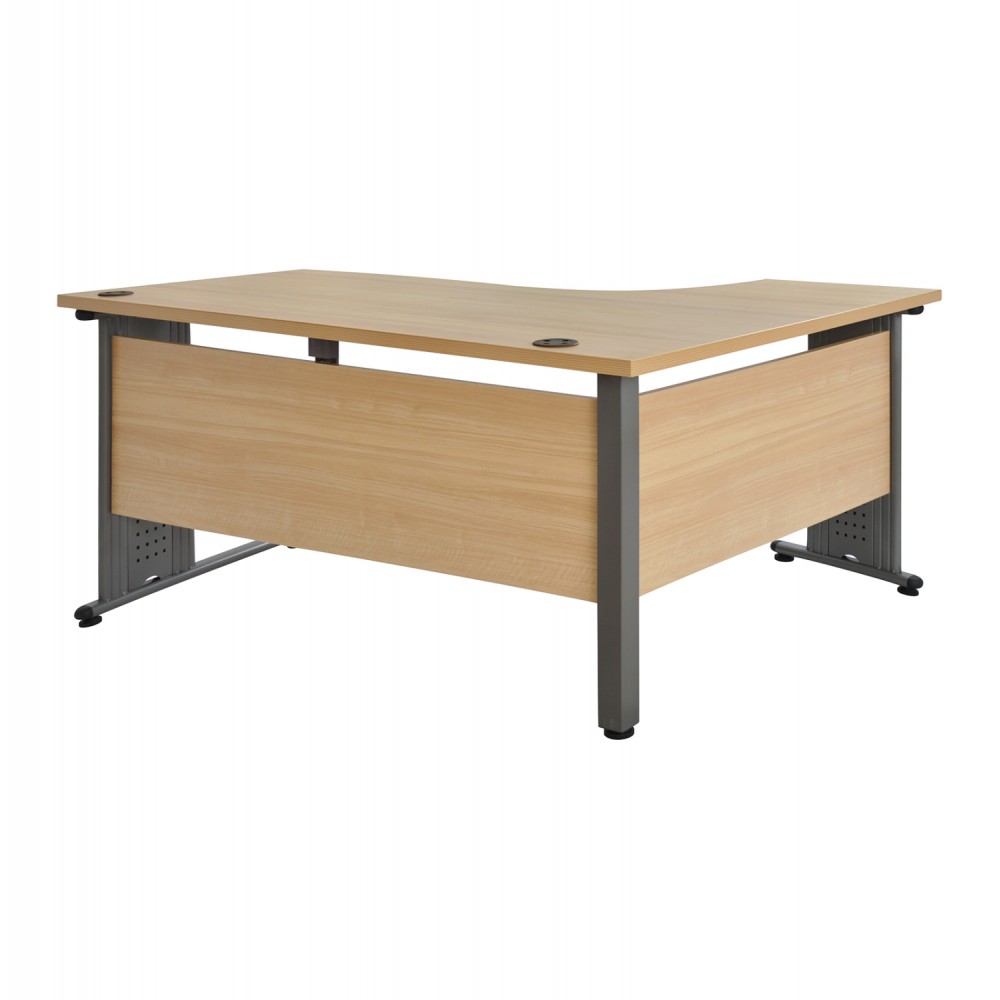 Γραφείο επαγγελματικό "VALDEN" με αριστερή γωνία σε φυσικό/γκρι χρώμα 160x120x75