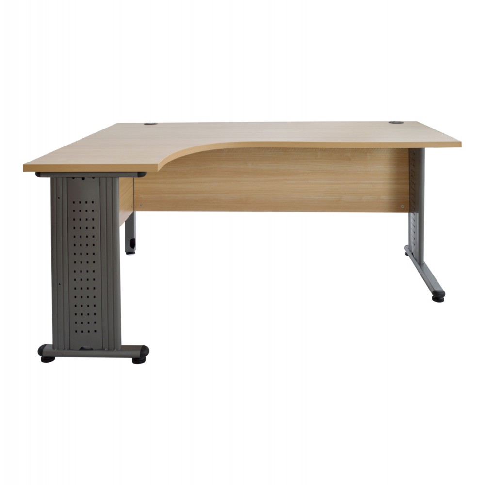 Γραφείο επαγγελματικό "VALDEN" με αριστερή γωνία σε φυσικό/γκρι χρώμα 160x120x75