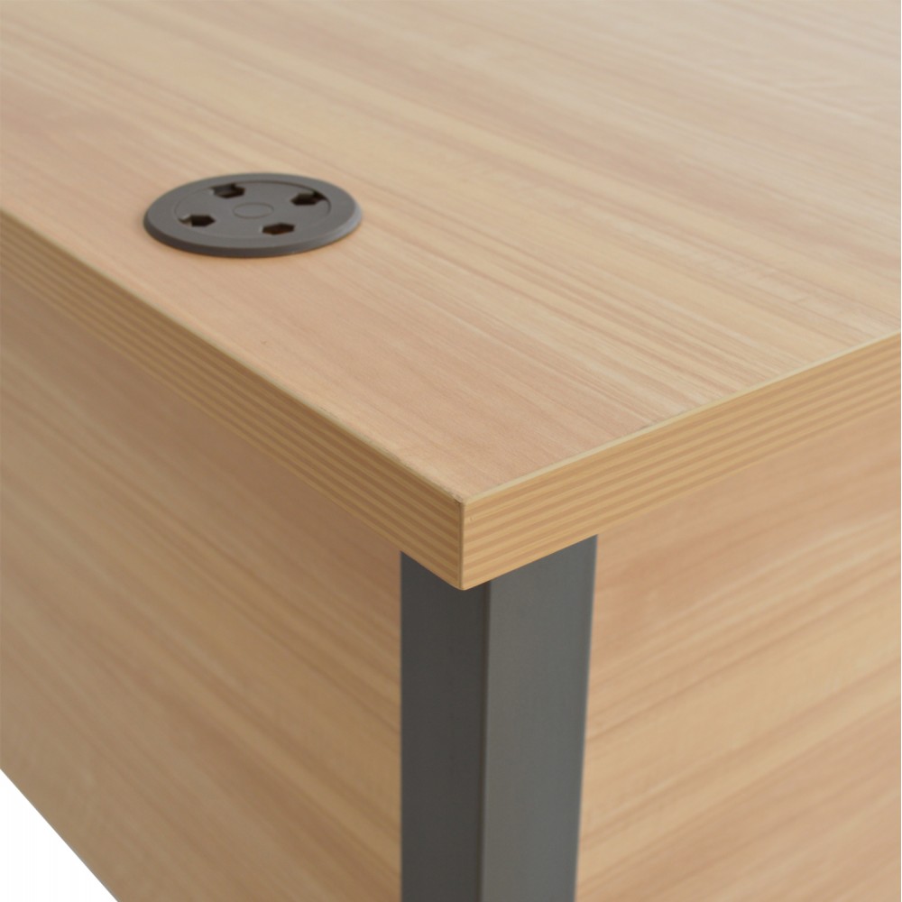 Γραφείο επαγγελματικό "VALDEN" με αριστερή γωνία σε φυσικό/γκρι χρώμα 160x120x75