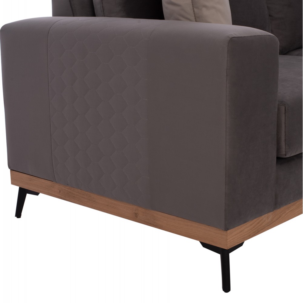 Καναπές γωνιακός με δεξιά γωνία "MESINA" από ύφασμα σε γκρι χρώμα 290x240x92