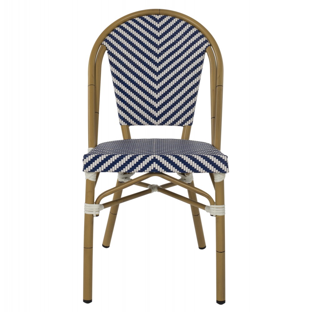 Καρέκλα "BAMBOO LOOK" από μπαμπού-textline σε φυσικό-μπλε-λευκό χρώμα 46x56x88