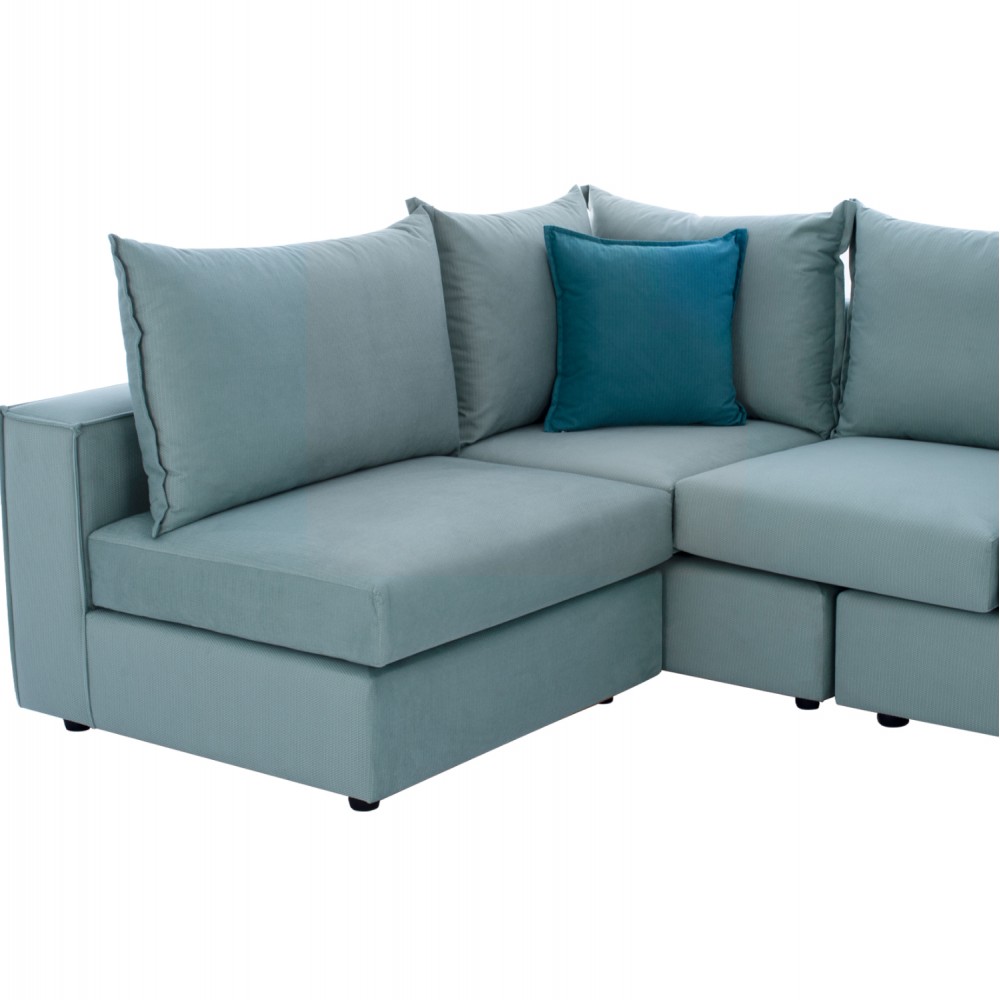 Καναπές αναστρέψιμος "MONZA" από ύφασμα σε σιέλ χρώμα 265x195x98