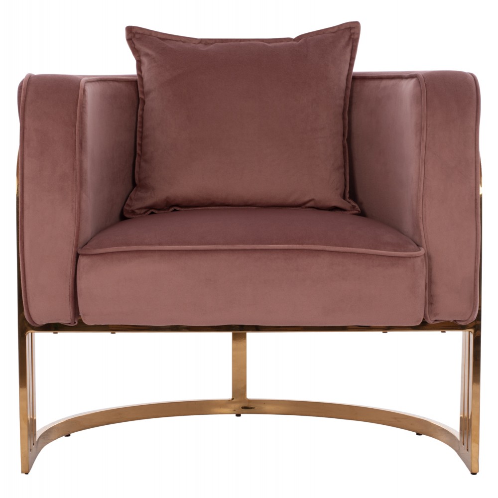 Πολυθρόνα "TIANA" από ύφασμα/μέταλλο σε σάπιο μήλο/χρυσό χρώμα 80x70x68