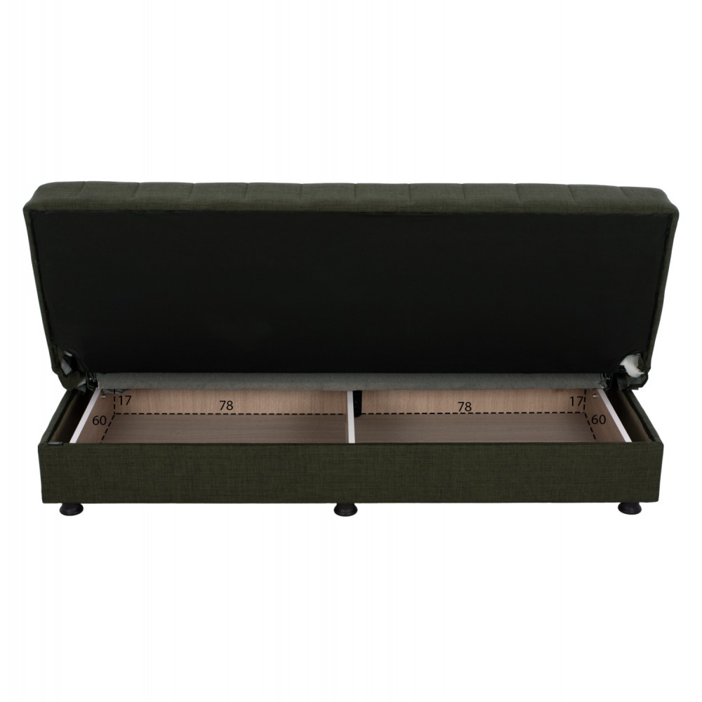 Καναπές-κρεβάτι τριθέσιος "ANDRI" από ύφασμα σε λαδί χρώμα 180x72x77