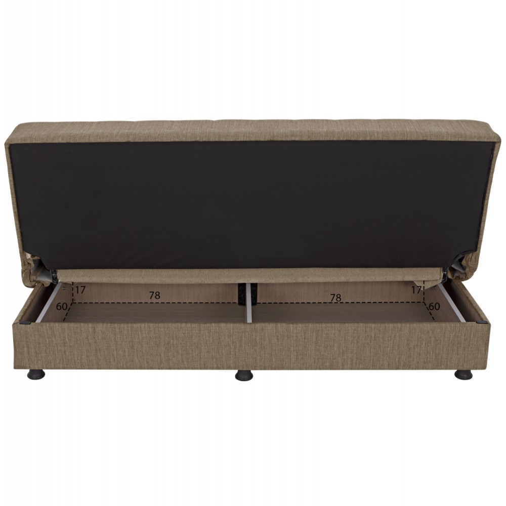 Καναπές-κρεβάτι τριθέσιος "ANDRI" από ύφασμα σε καφέ χρώμα 180x72x77