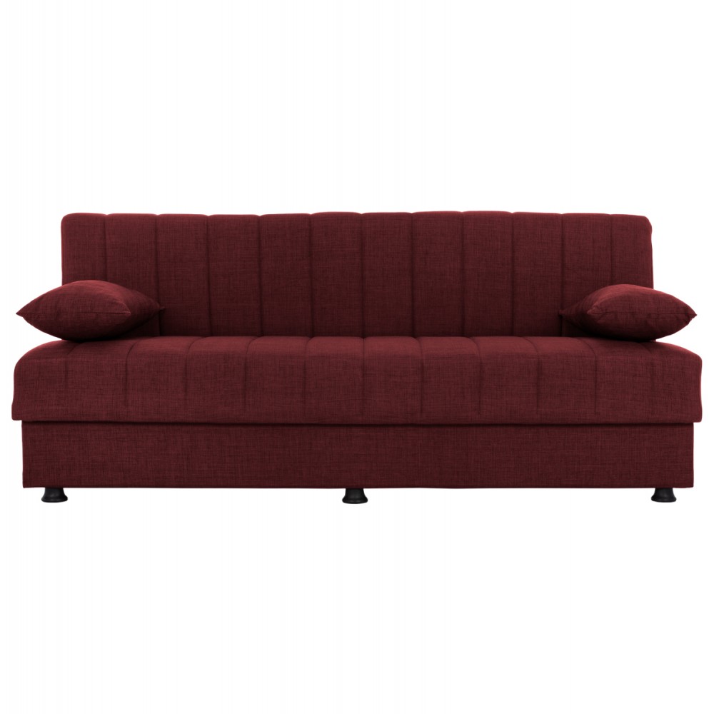Καναπές-κρεβάτι τριθέσιος "ANDRI" από ύφασμα σε κόκκινο χρώμα 180x72x77
