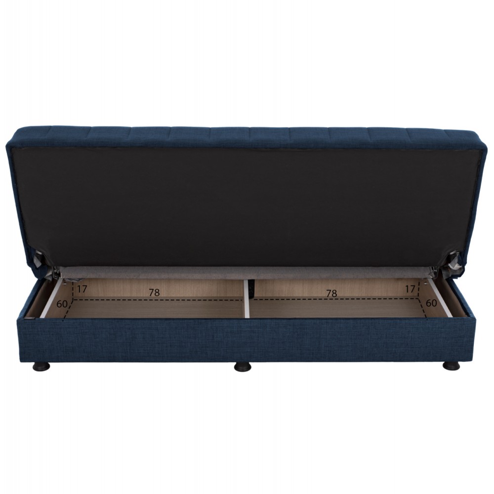 Καναπές-κρεβάτι τριθέσιος "ANDRI" από ύφασμα σε μπλε χρώμα 180x72x77