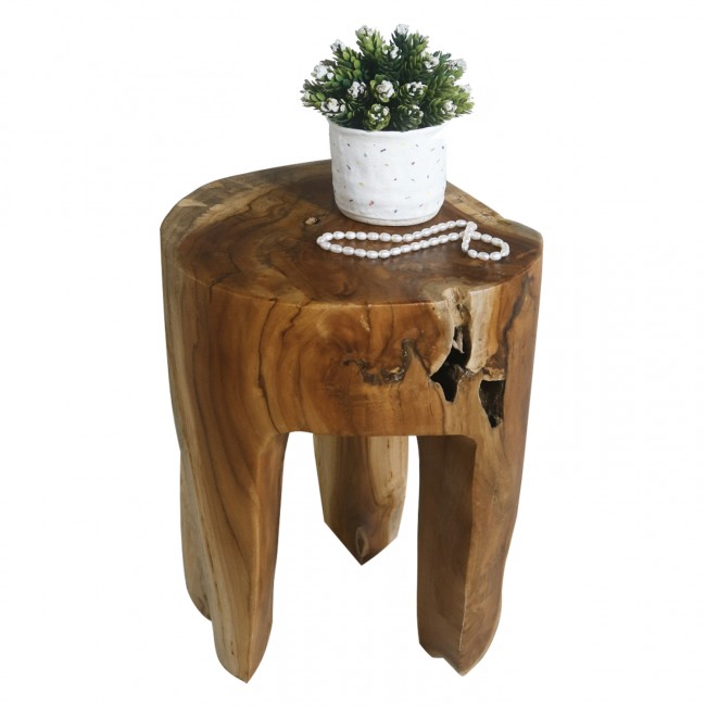 Τραπέζι βοηθητικό από μασίφ ξύλο σε φυσικό χρώμα Φ30x40