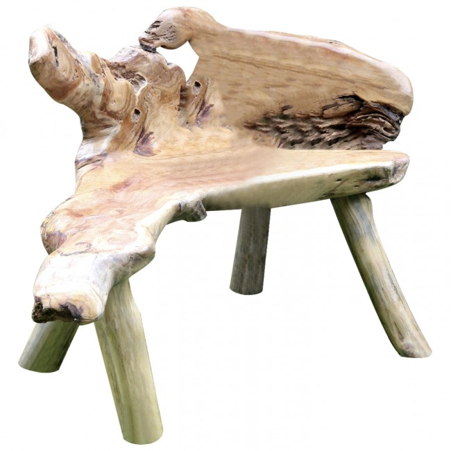 Παγκάκι από μασίφ ξύλο σε φυσικό χρώμα 120x35x140