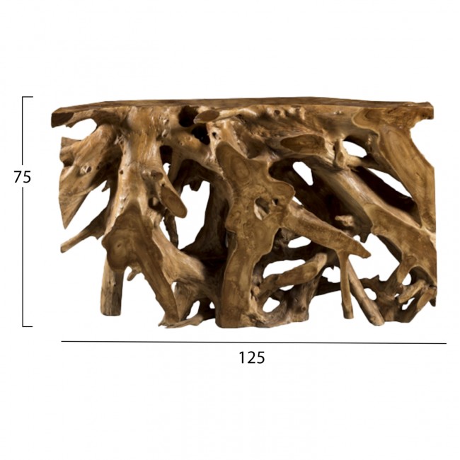 Κονσόλα από μασίφ ξύλο σε φυσικό χρώμα 125x40x75
