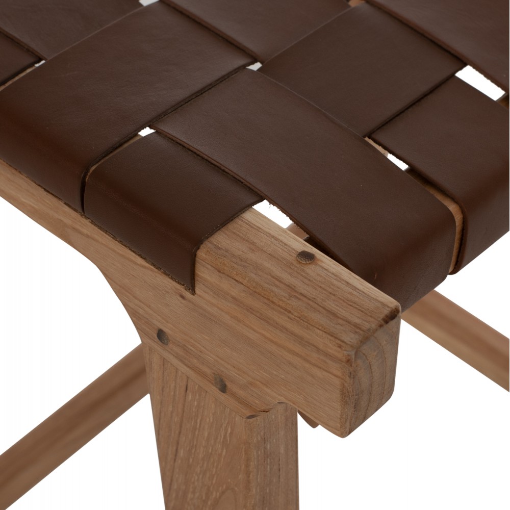 Σκαμπώ μεσαίου ύψους από ξύλο-τεχνόδερμα σε φυσικό-καφέ χρώμα 40x35x65