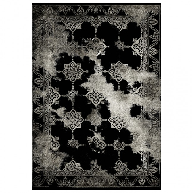 Χαλί σαλονιού "JOSIANE" σε μαύρο χρώμα με σχέδια 80x150