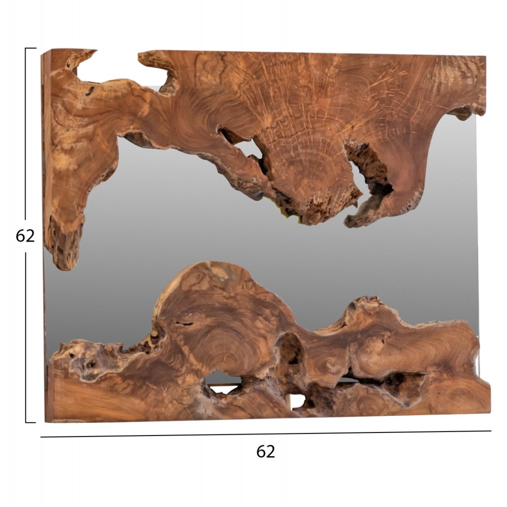 Καθρέπτης τοίχου από ξύλο σε φυσικό χρώμα 62x62