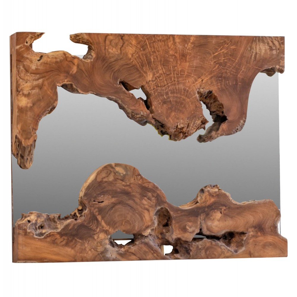 Καθρέπτης τοίχου από ξύλο σε φυσικό χρώμα 62x62