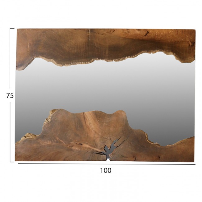 Καθρέπτης τοίχου από ξύλο σε φυσικό χρώμα 100x75