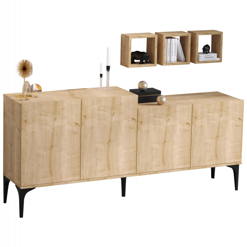 Μπουφές σε φυσικό χρώμα 180x40x85