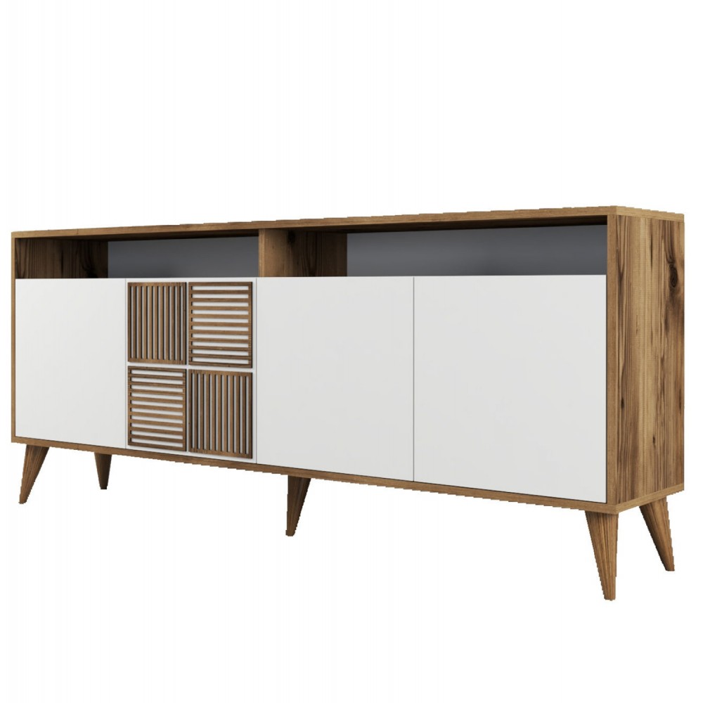 Μπουφές σε καρυδί-λευκό χρώμα 180x35x79