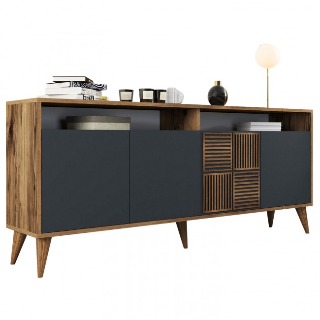 Μπουφές σε καρυδί-ανθρακί χρώμα 180x35x79