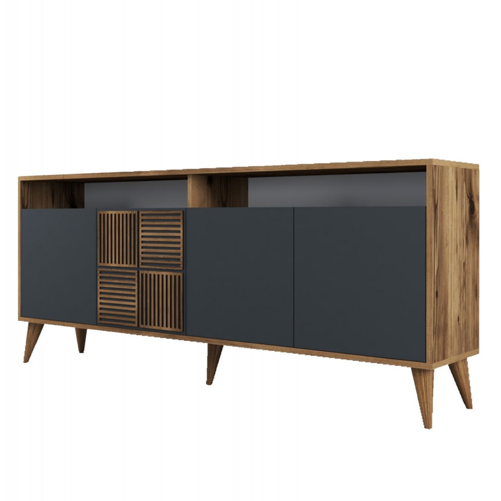 Μπουφές σε καρυδί-ανθρακί χρώμα 180x35x79