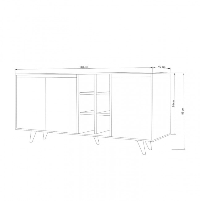 Μπουφές σε λευκό-καρυδί χρώμα 140x40x86