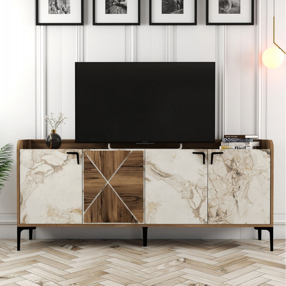 Μπουφές σε καρυδί-εκρού χρώμα 180x35x78